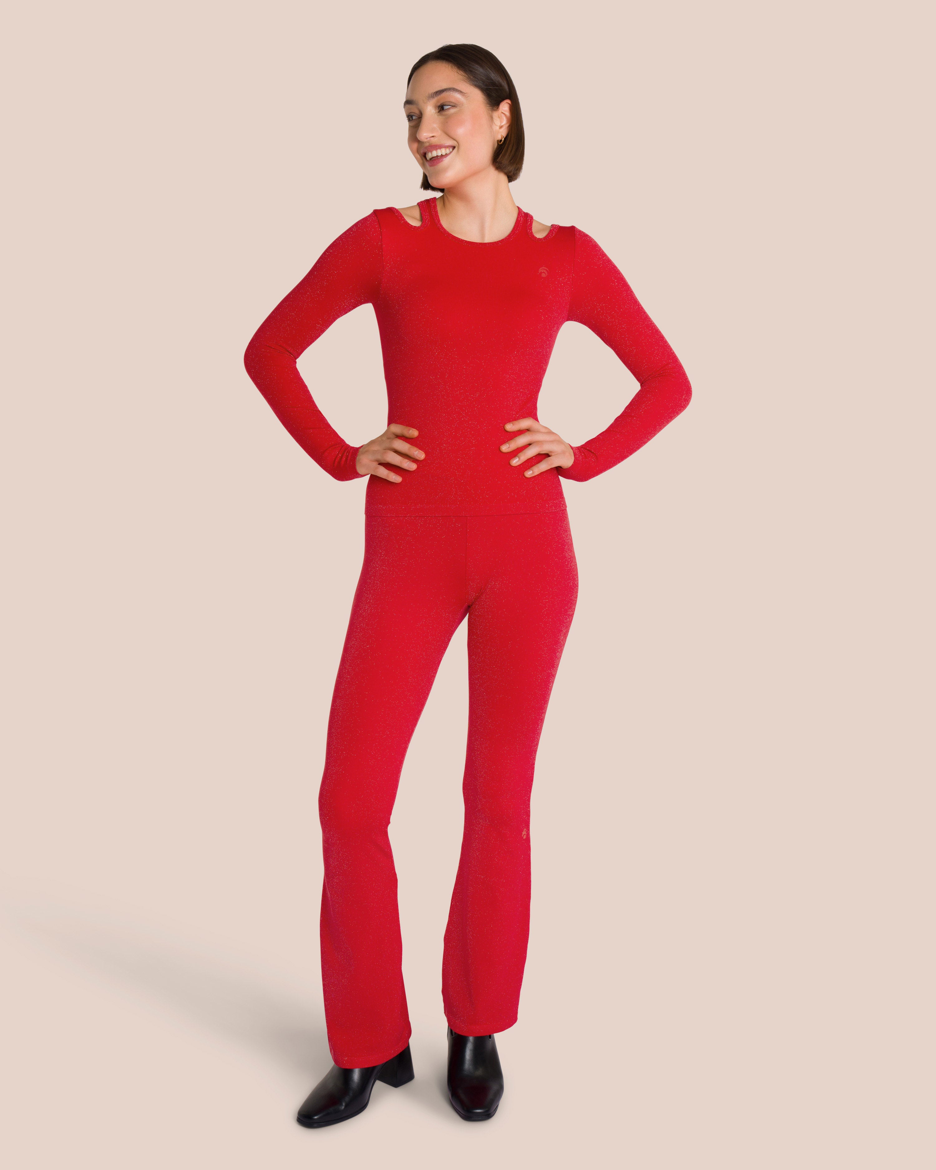 Stella Flared Longsleeve Set Tall - Candy Red